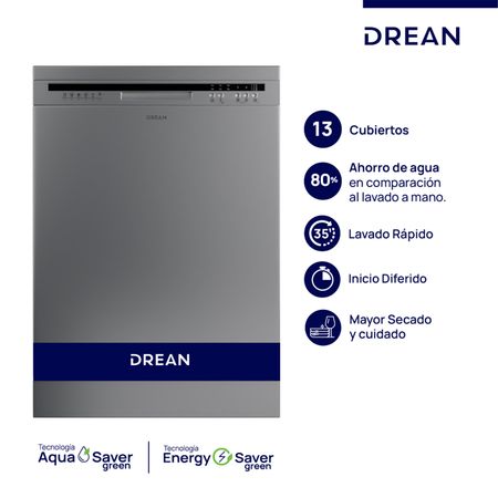 Lavavajilla 13 Cubiertos Acero Inoxidable Drean Lvdr1306cio