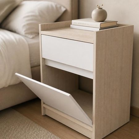Mesa de Luz 1 Cajon 1 Puerta DS Home Blanco 48x64x46 cm