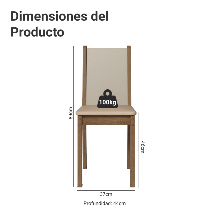 Set De 4 Sillas De Comedor Madesa 03 - Vista 3