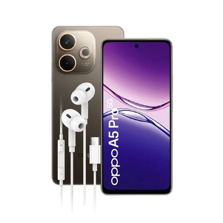 Combo Oppo A5 Pro 5G 8+256GB Mocha + Auriculares Dekkin USB-C