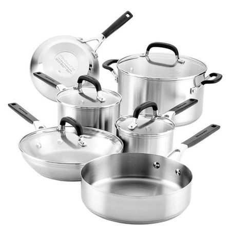 Bateria de cocina Kitchenaid 10 pzs acero Inoxidable
