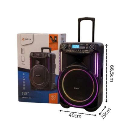 Parlante Oryx 15 Ice Portatil Bluetooth Luces Led Mic