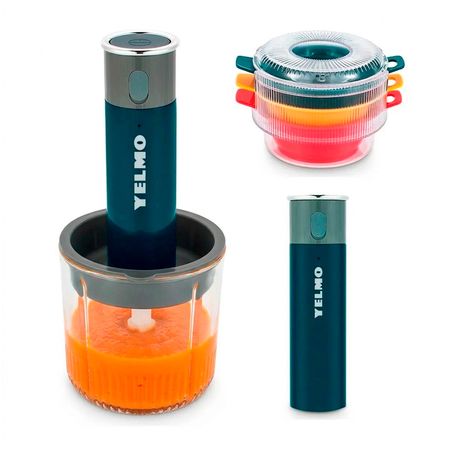 Procesadora Picadora Recargable Yelmo PC-5812 4 en 1 USB C 60W Vidrio 800ml 3 Contenedores
