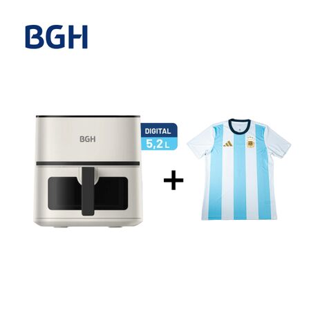 Combo Freidora de Aire BGH 5,2 Litros BAF52G24 + Camiseta BGH adidas Talle M