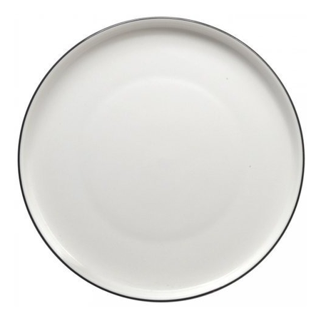 Plato Playo 26 Cm Blanco Bordes Negros Porcelana Sakura