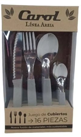 Juego De Cubiertos 16 Piezas Carol Areia Gris ( 31116-ARG)