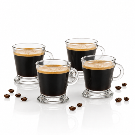 Set x 4 Tazas Jarrito Cafe Espresso Pocillo Vidrio 180ml Cafeteria Hogar Aston 