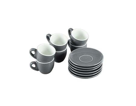 Taza Café 90Ml C/ Plato 11,5 Cm Gris Mate Set X 6