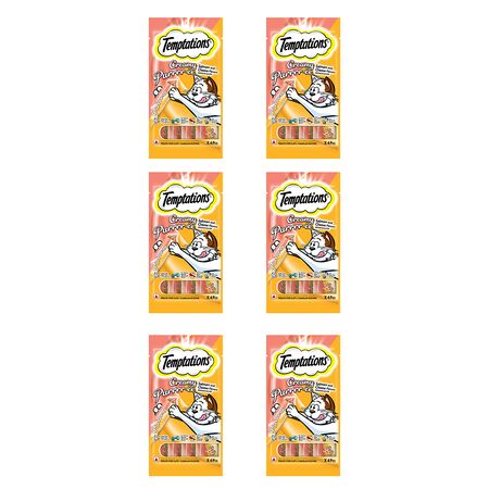 Temptations Snack Cremoso Para Gatos Salmón y Queso Tubos x6