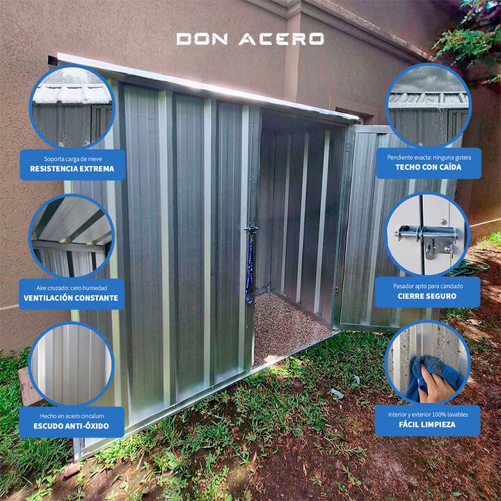 Deposito Armario Caseta Cobertizo de jardin 2x1 Techo 1 agua DON ACERO - Vista 5