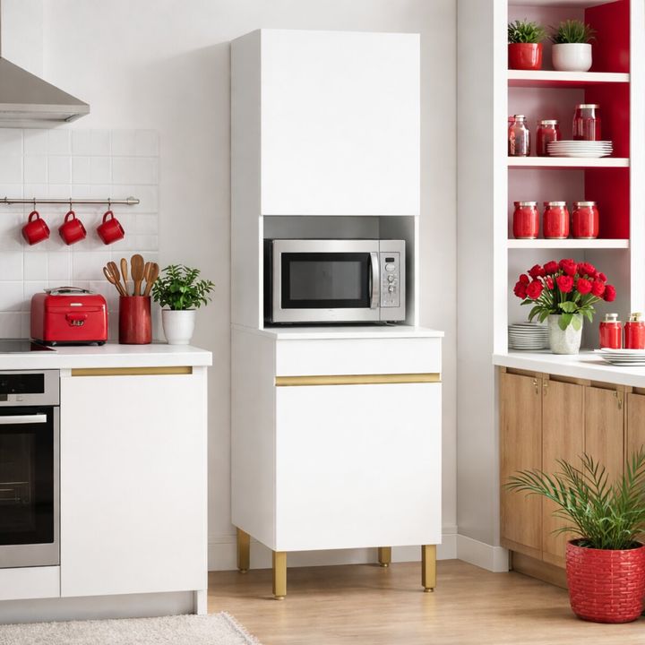 Mueble Para Microondas Organizador Line Puertas Blanco - Vista 6