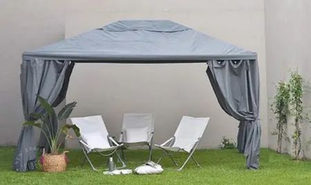 Pergola De Acero 4 X 3m Tela Impermeable Gris 890066 Tribeca