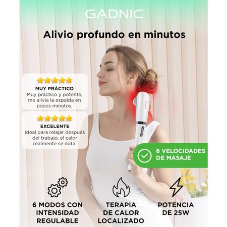 Masajeador Gadnic MAS28 De Mano Cuerpo Completo 6 Velocidades Terapia De Calor