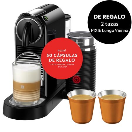 Cafetera Nespresso Citiz Black Milk + 2 Tazas PIXIE Lungo Vienna