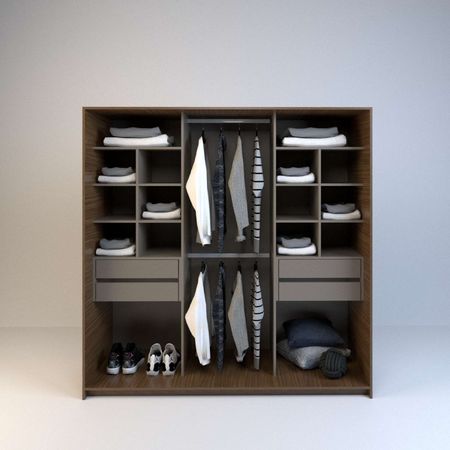 Vestidor 1,80m 4 Cajones Nogal L. Gris C. Tables