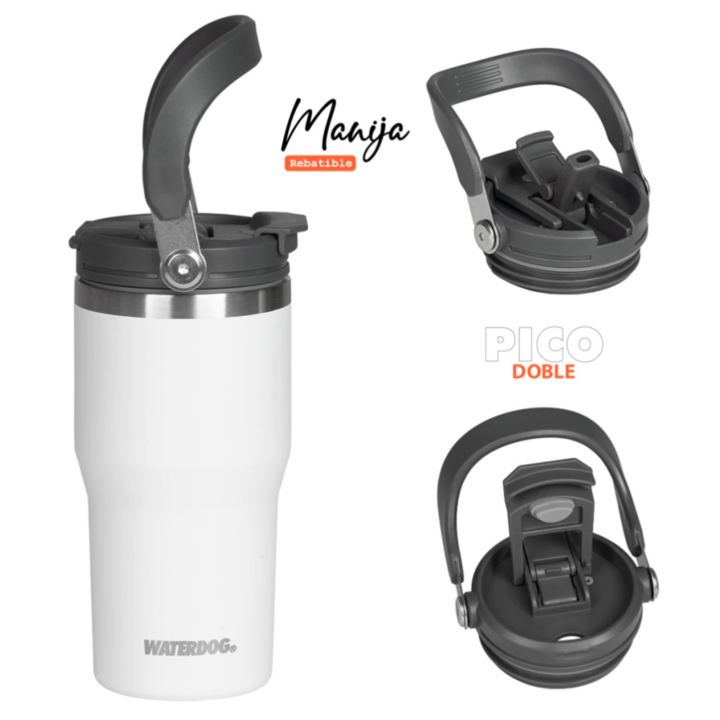 VASO WATERDOG 600CC CON TAPA Y MANIJA (C:BLANCO ZUMO600WH) - Vista 2