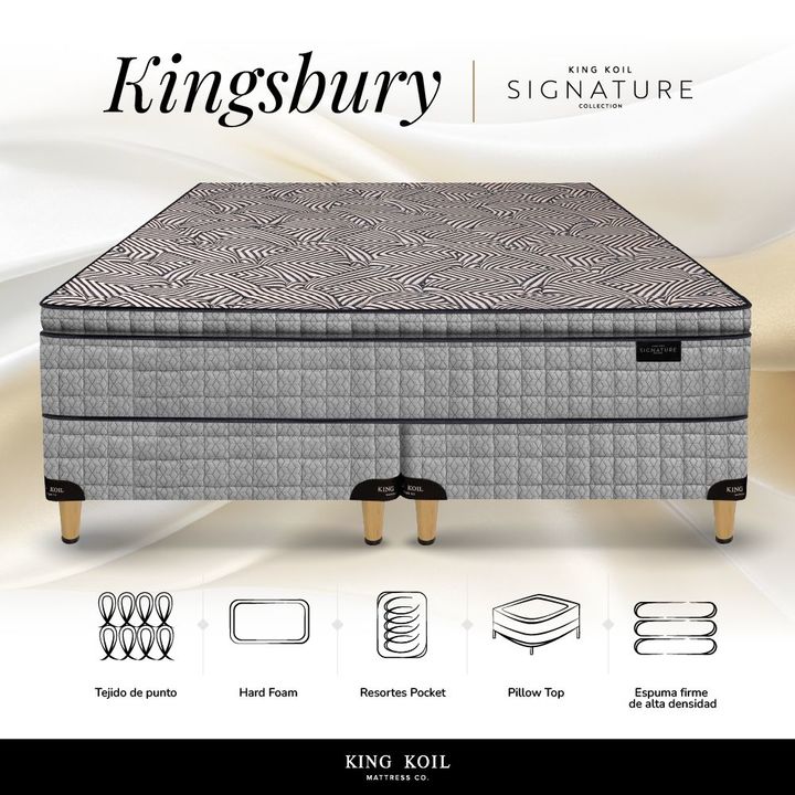 Colchón + Sommier Resortes Super Queen King Koil Kingsbury 160x190x31 130kg - Vista 7