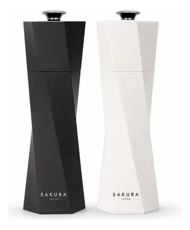 Molinillos Sakura Zenith Sal Y Pimienta Premium 19 Cm Blanco Y Negro