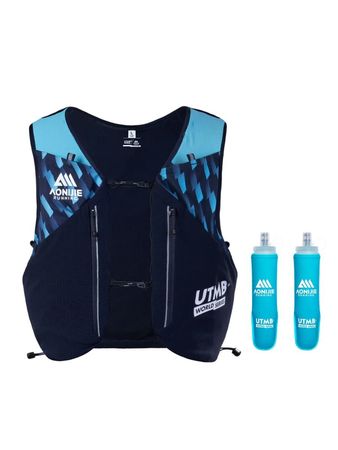 Kit Aonijie Chaleco de Hidratación 12L y 2 Botellas Unisex Trail running Azul