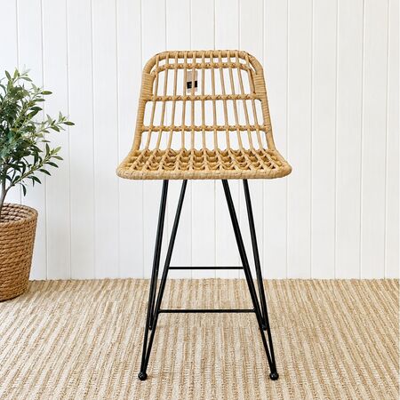Combo x2 Banqueta Aulia de Rattán Sintético Natural con Estructura de Acero 