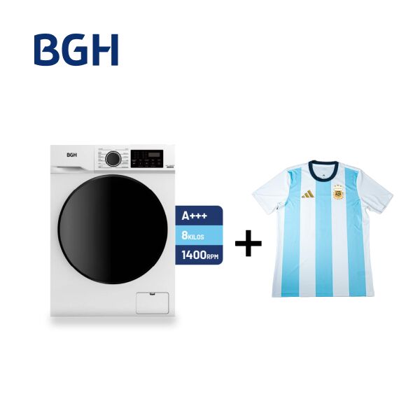 Combo Lavarropas BGH Inverter Carga Frontal Blanco 8kg + Camiseta BGH adidas Talle M - Vista 1