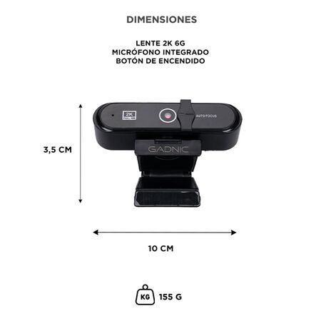 Cámara Web 2K Gadnic con Micrófono