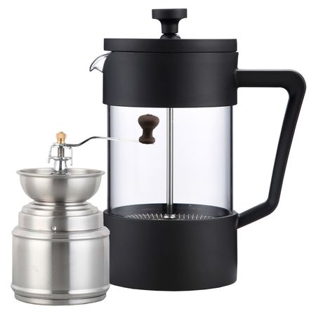 KIT Molinillo De Cafe Manual + Cafetera Prensa Francesa Gadnic 