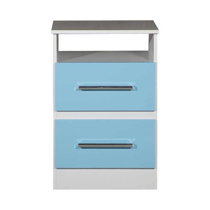 Combo x2 Mesa de luz Infantil Melamina Reforzada Maximo Fortaleza Celeste y Blanco - Vista 8