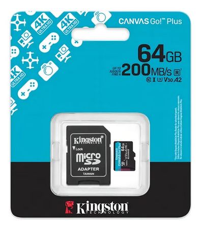 Tarjeta MicroSD Kingston Canvas Go+ 64GB Clase 4