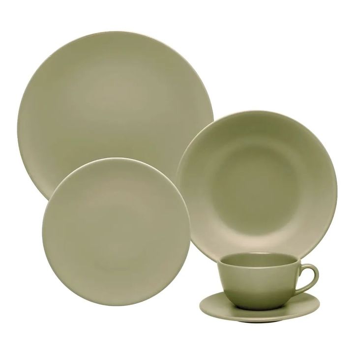 Set Vajilla Oxford Juego De 30 Piezas Unni Oliva Ceramica Liso - Vista 1