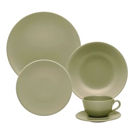Set Vajilla Oxford Juego De 30 Piezas Unni Oliva Ceramica Liso