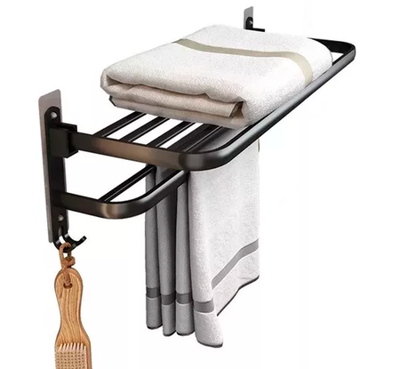 Toallero Doble Plegable Baño Organiza. Aluminio Hogar Actual