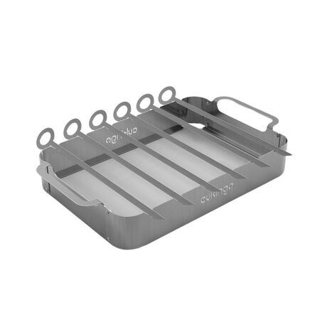 Brochetera de Parrilla Acero Inoxidable + 6 Pinches Cukingo