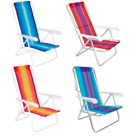 Combo x4 Silla Reclinable 8 Posic Aluminio C/Surtidos Mor