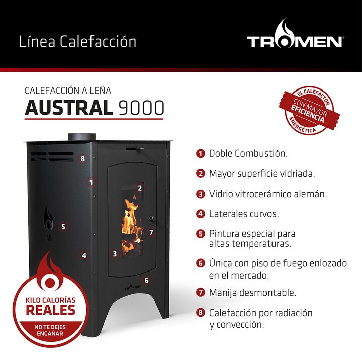 Salamandra Tromen Austral 9000 + Kit Instalacion Pared - Vista 2
