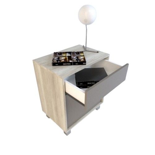 Mesa de Luz Juvenil DS Home 1 Cajon 1 Puerta Nevado Gris 52x63x36 cm - Vista 2