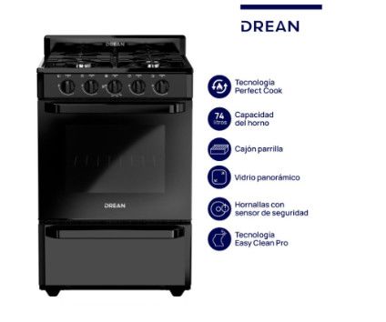 COCINA DREAN CD5602AN0 56cm MULTIGAS NEGRA