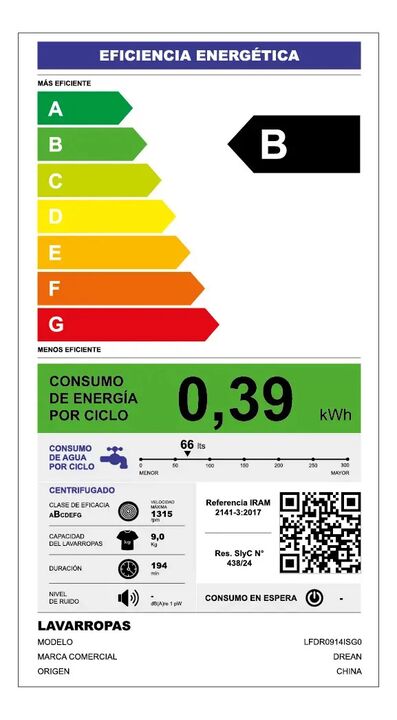 Lavarropas Inverter 9 Kg Gris Drean Lfdr0914isg0 - Gris - Vista 2