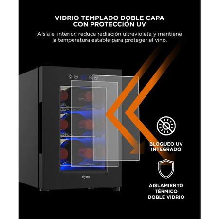 Cava De Vinos Ziyen Capacidad 6 Botellas Refrigeración Iluminación Interior LED