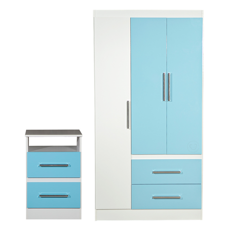 Combo para Dormitorio Placard y Mesa de Luz Reforzados Maximo Fortaleza Infantil Celeste y Blanco