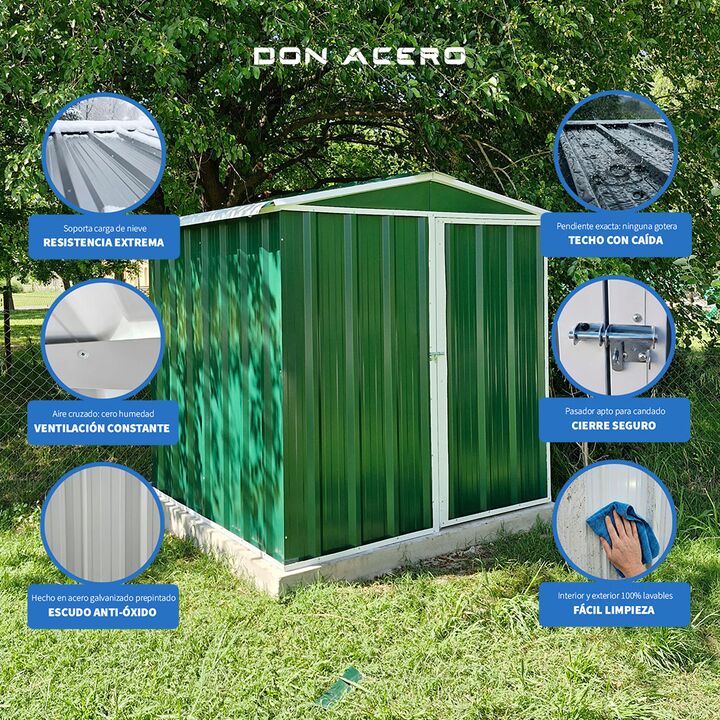 Armario Deposito Galpon de jardin Casi 2x2x2 Verde DON ACERO - Vista 5