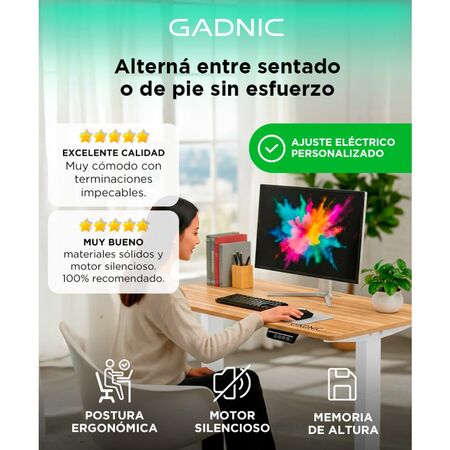 Escritorio Regulable Simple Gadnic 120x60x18 con Ajuste de Altura