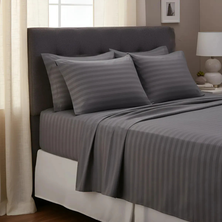 Sabanas premium Dobby 2 1/2 plazas extra suaves Microfibra Gris Oscuro