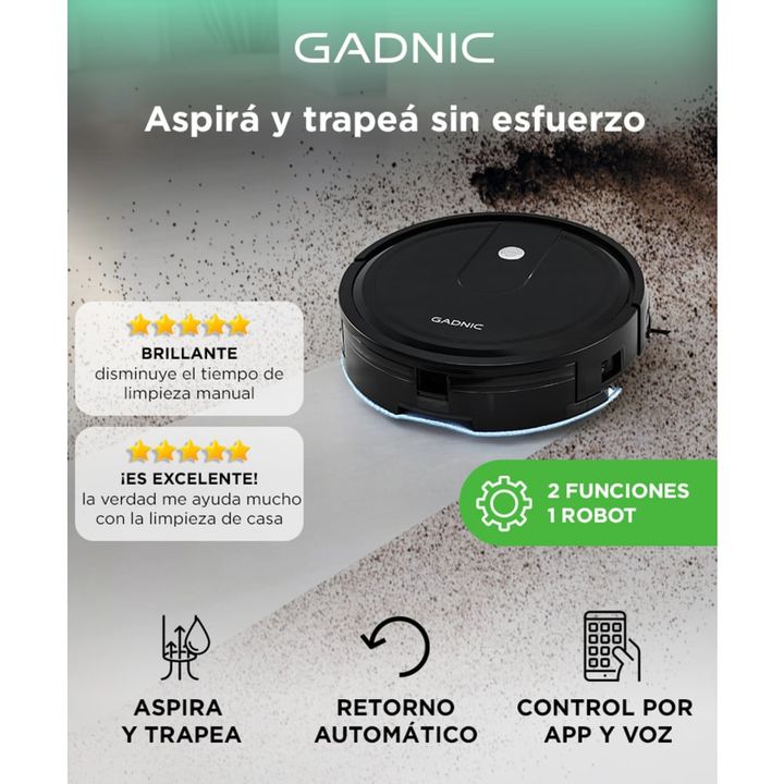 Aspiradora Trapeadora Robot Gadnic 5 Modos - Vista 2