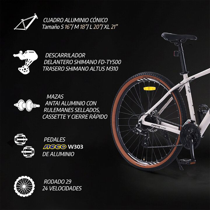 Bicicleta Overtech Fortis Sport 24v Shimano Mtb R29 Aluminio - Vista 13
