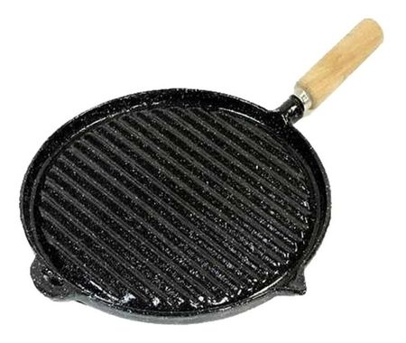 Plancha Bifera Hierro Rayada Redonda Nº4 Enlozada 31 Cm Negro