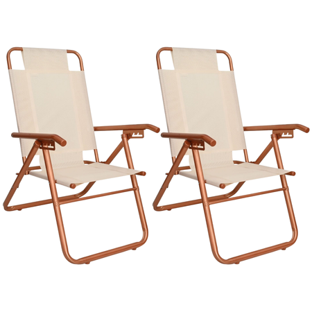 Set 2 Reposera Aluminio Playera Descansar Liviana 80041 Beige