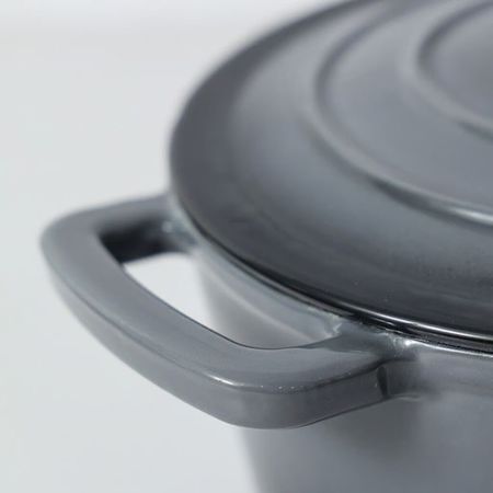 Cacerola de hierro enlozado con mango y tapa gris Feuer