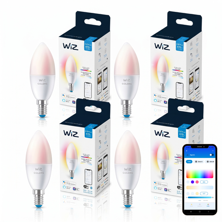 Wiz Lampara Led Vela Inteligente Wifi Rgb E14 Color X4 Un