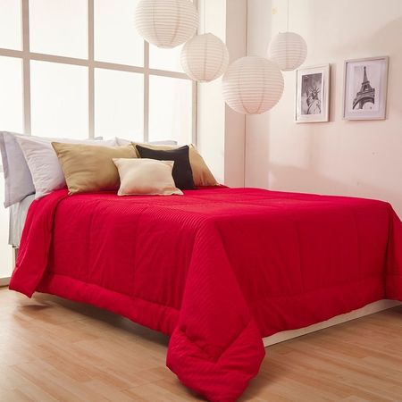 Acolchado Casablanca Inspira Queen Listrado Rojo